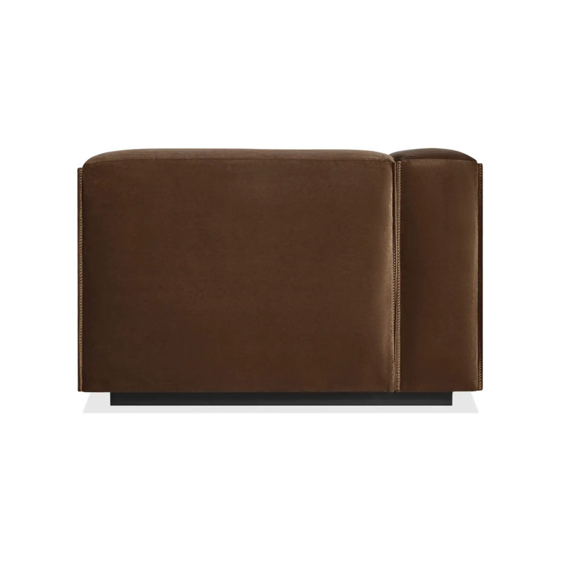 Cleon Chaise Lounge, Left Hand Facing, Coffee Velvet Polyester Blend