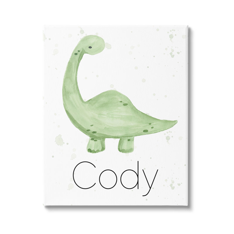 Dinosaure vert subtil cmw-089, H 20 po x l 16 po, Toile tendue, Oui