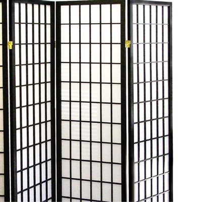 Cloison d'intimité de style japonais avec 4 panneaux, 70 po de hauteur - Pliable, style, finition noire