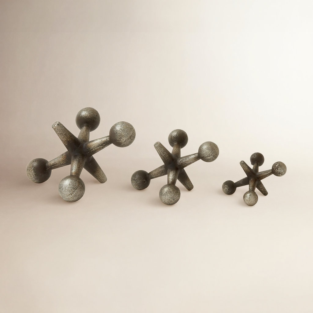 Alexandro 3-Piece Jacks Sculpture, Silver