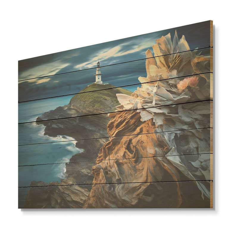 Coastal Lighthouse Guard I - Phare de plage sur impression sur bois, H 34 po x l 44 po x P 0,78 po