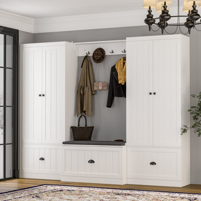 Padstow Hall Tree 86.7'' Wide with Bench and Shoe Storage