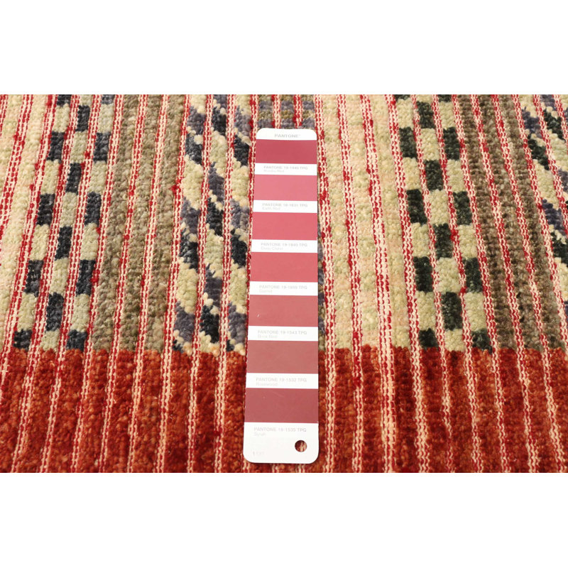 Tapis unique en laine noué à la main beige et orange nouvel âge 2 pi 6 po x 9 pi 9 po Beeliar