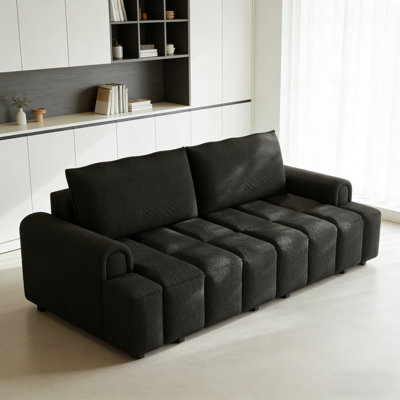 Canapé-lit de 90,2 pouces à 4 places en tissu avec rangement dissimulé, très grand lit convertible 3 en 1 pour salon et bureau