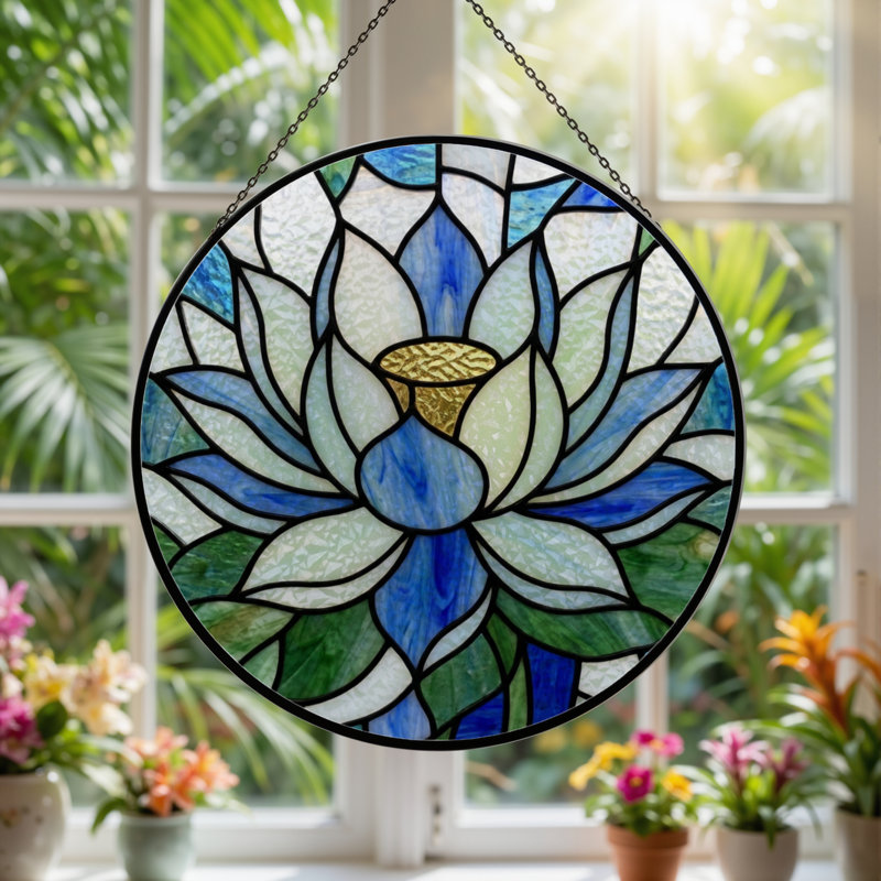 Panneau de vitrail en verre coloré 12 po H, H 12 po x l 12 po