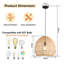 Rattan Pendant Light, Natural Wicker Shade, Iron Frame, Adjustable Height, E27 Socket, 40 Cm Diameter, For Dining Room Hallway (Bulb Not Included)