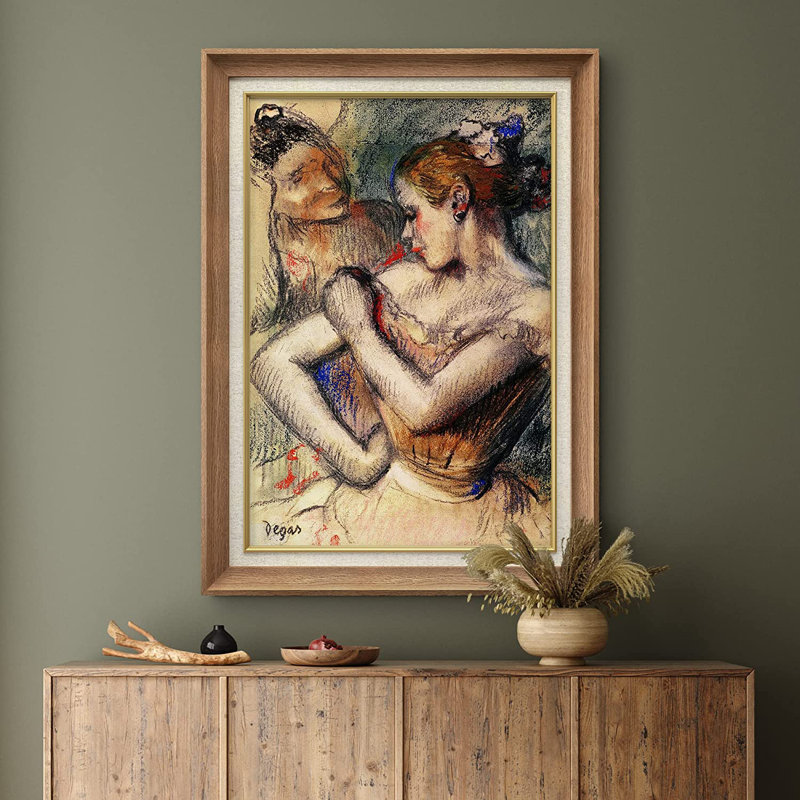 «Two Dancers in the Studio» par Edgar Degas - Peinture sur toile encadrée, Naturel