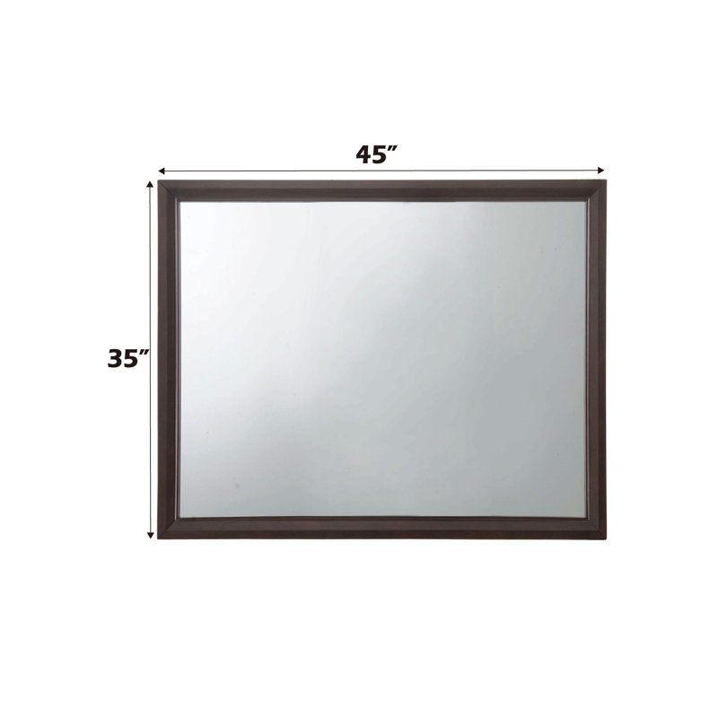 Miroir à finition espresso pour chambre à coucher, Rectangulaire, Bois espresso, 35 po x 45 po