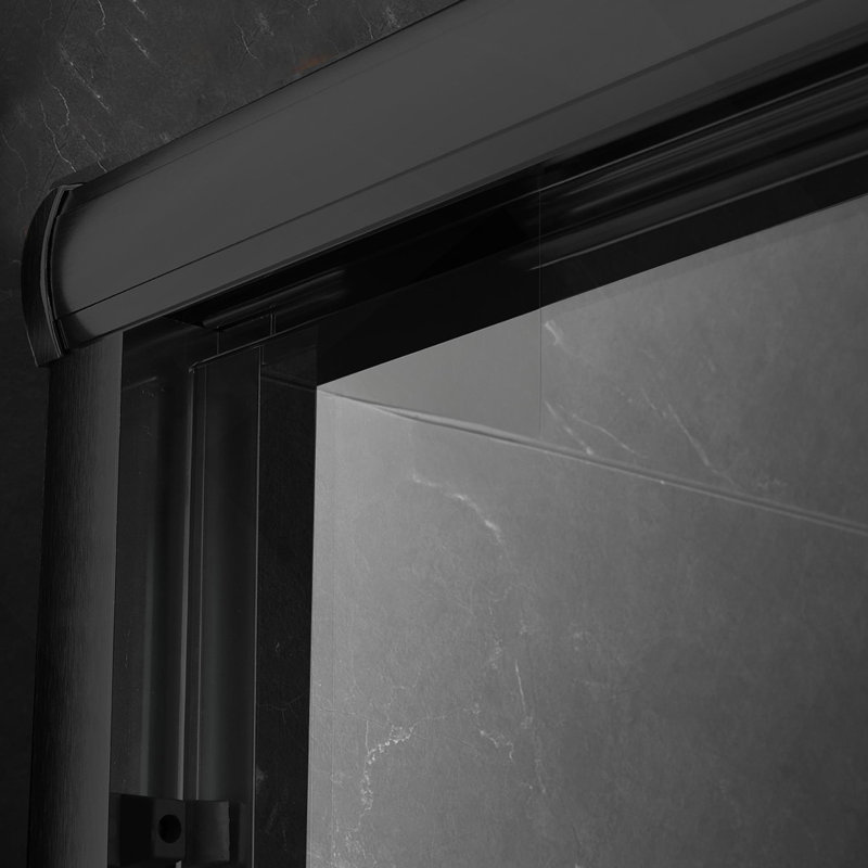 Frameless Shower Door, Tempered Glass Shower Door For Bathroom, Matt Black
