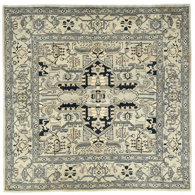 One-of-a-Kind Gray Tribal 6X6 Oriental Square Rug