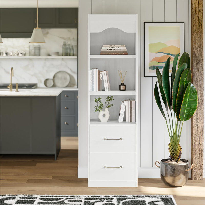 Novogratz Her Majesty 2-Drawer Storage Cabinet-Style Bookcase with Drawers, White