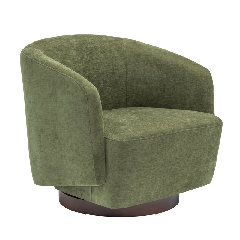 Fauteuil demi-tonneau pivotant moderne, chaises d'appoint avec base en bois pour le salon, tissu performance