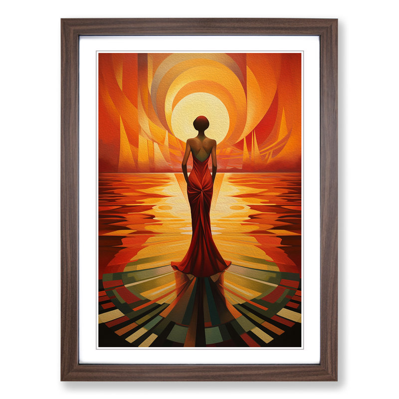 Sunset Art Deco - Framed Print, Walnut, 64cm H x 46cm W x 2cm D