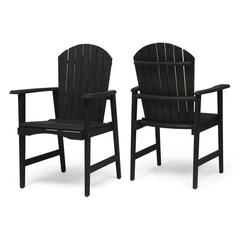 Ensemble de 2 chaises de salle à manger d'extérieur résistantes aux intempéries en bois d'acacia Adirondack