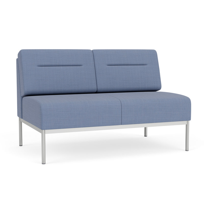 Causeuse Darsey, Argent argent, Chambray bleu marine clair, Sans alimentation