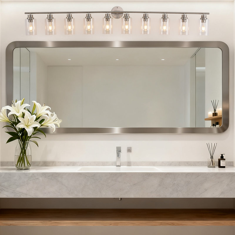 Bathroom Light Fixtures, Silver Modern Vanity Lights With Clear Glass Shade, Bathroom Wall Lamp For Mirror Kitchen Living Room Hallway Cabinet Porch