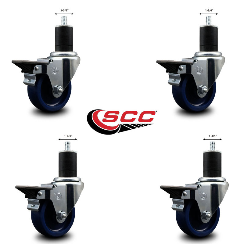 Ensemble de roulettes extensibles en poly solide pivotant avec frein SCC PLB 3,5 po x 1-3 / 4 po
