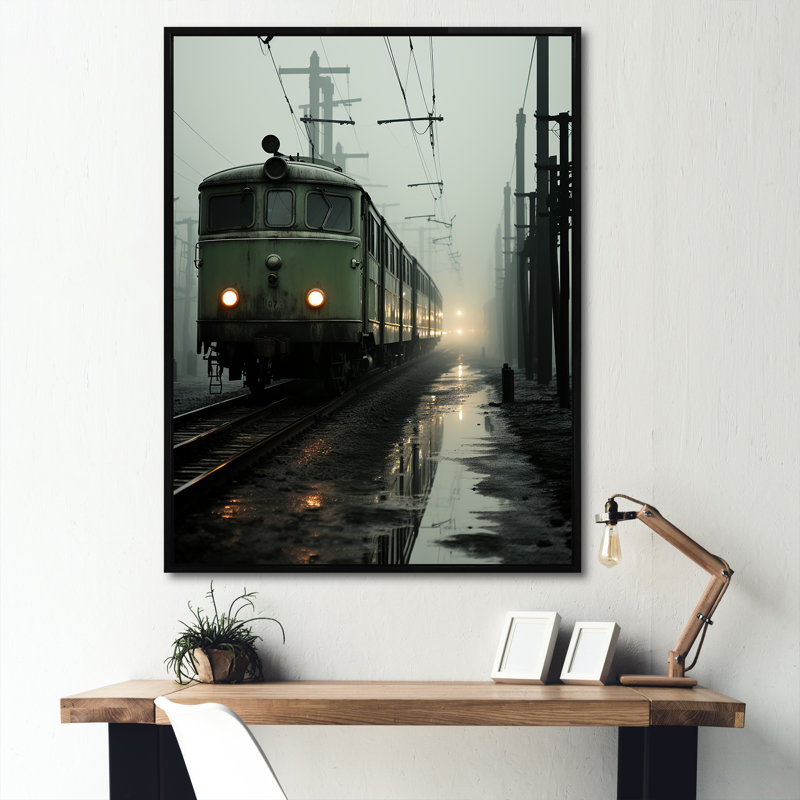 «Comforting Moody Train Journey» sur toile, H 44 po x l 34 po x P 1,5 po, Cadre flottant noir