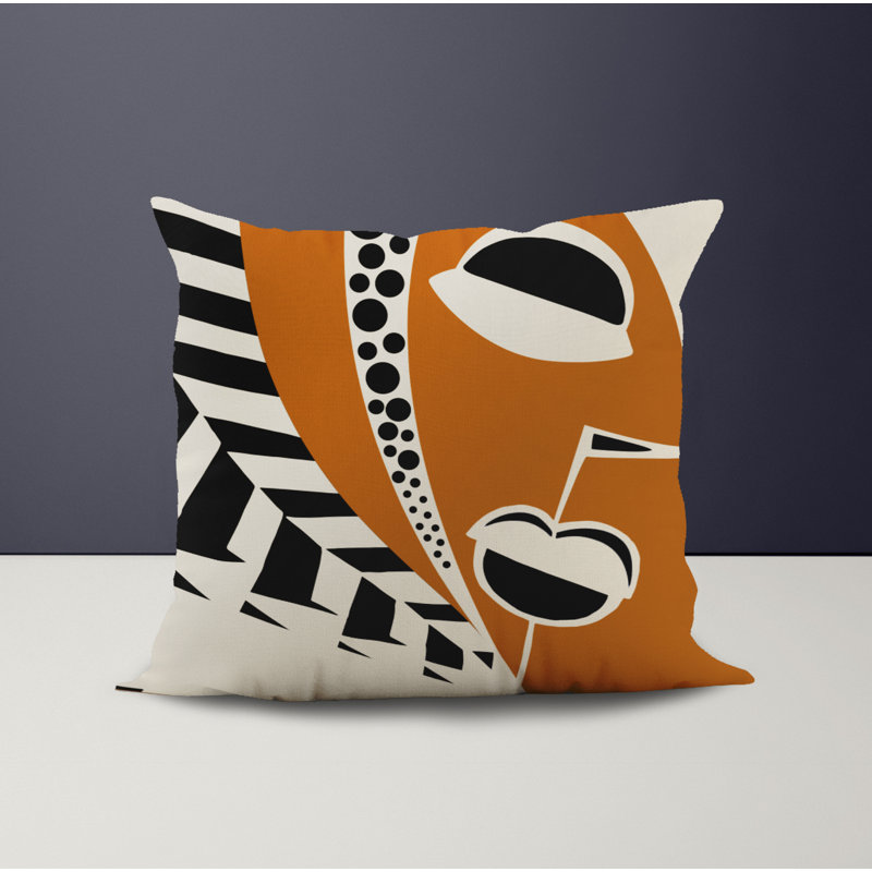 Jeté carré intérieur / extérieur en polyester Ikom, L 15 po x H 15 po, Orange