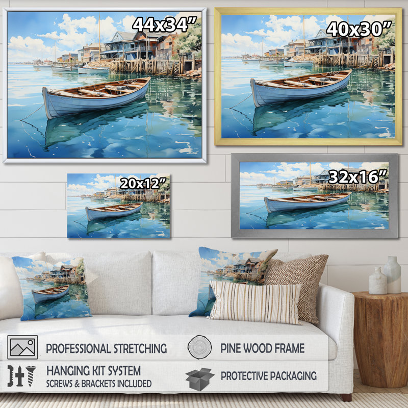 Port Harbor Reflections VII sur impression sur toile, Cadre naturel flottant, H 30 po x l 40 po x P 1,5 po