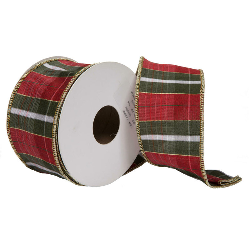Ruban de Noël, H 2,5 po x l 360 po x P 2,5 po, Gris foncé / Rouge