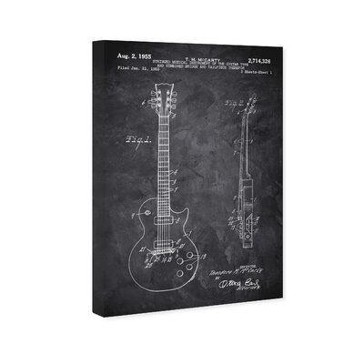 Gibson Les Paul Guitar 1955 Chalkboard' Framed Graphic Art -  Williston Forge, D43E1F1372954219B42C746DF9D9F973