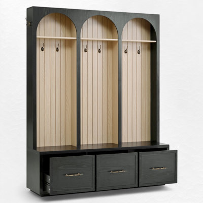 Hall Tree 59.02" Wide With Bench And Storage