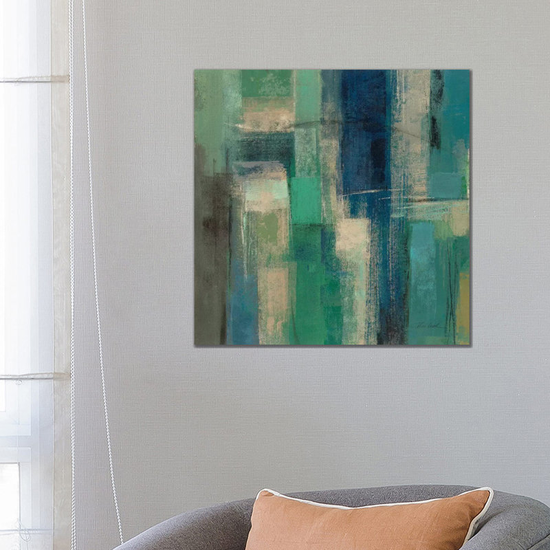 «Emerald Fields I» par Silvia Vassileva - reproduction d'art, Aucun mat, H 26 po x l 26 po x P 1,5 po, Toile tendue