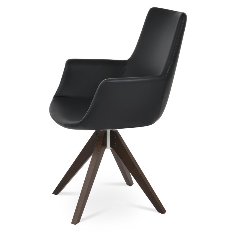 Chaise avec accoudoirs rembourrée, Noyer, Noir