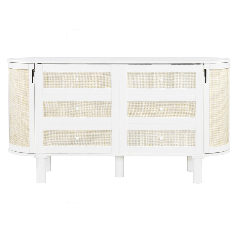 Lit escamotable double avec rangement caché et motif tissé moderne, blanc, Lit double, White