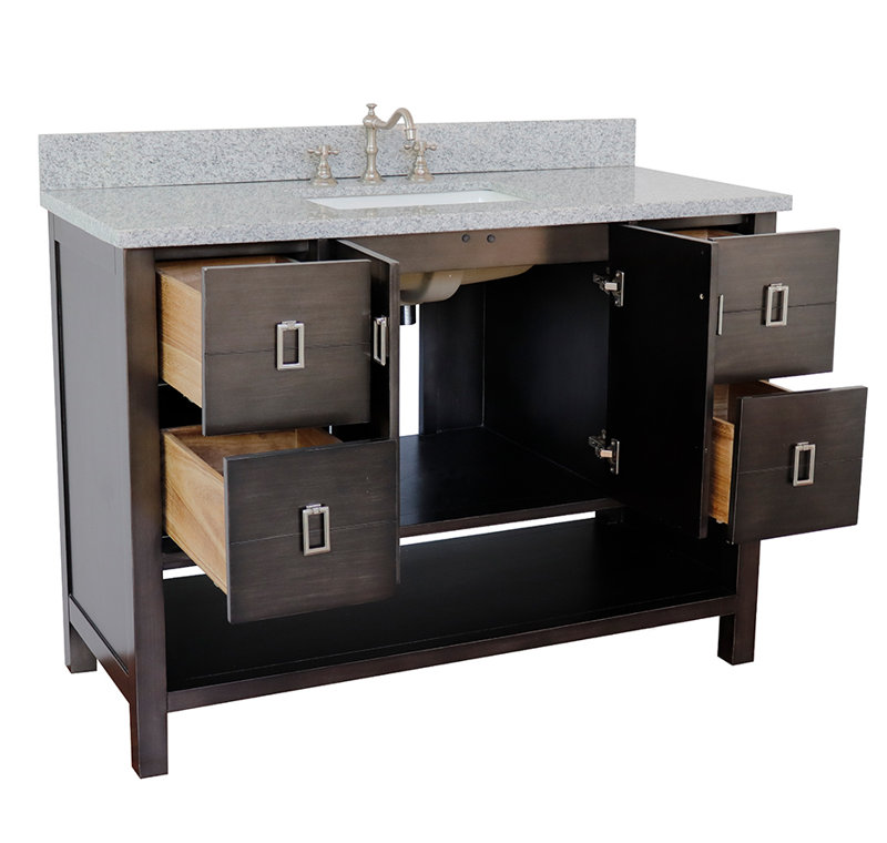 Ensemble de meuble-lavabo simple 49 po Wilhoit, Brun argenté / granit gris
