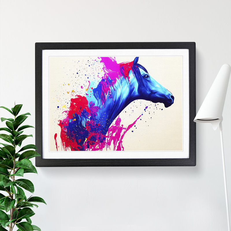 Colourful Horse Vol.3 Abstract - Single Picture Frame Print, 25cm H x 34cm W x 2cm D, Black Framed