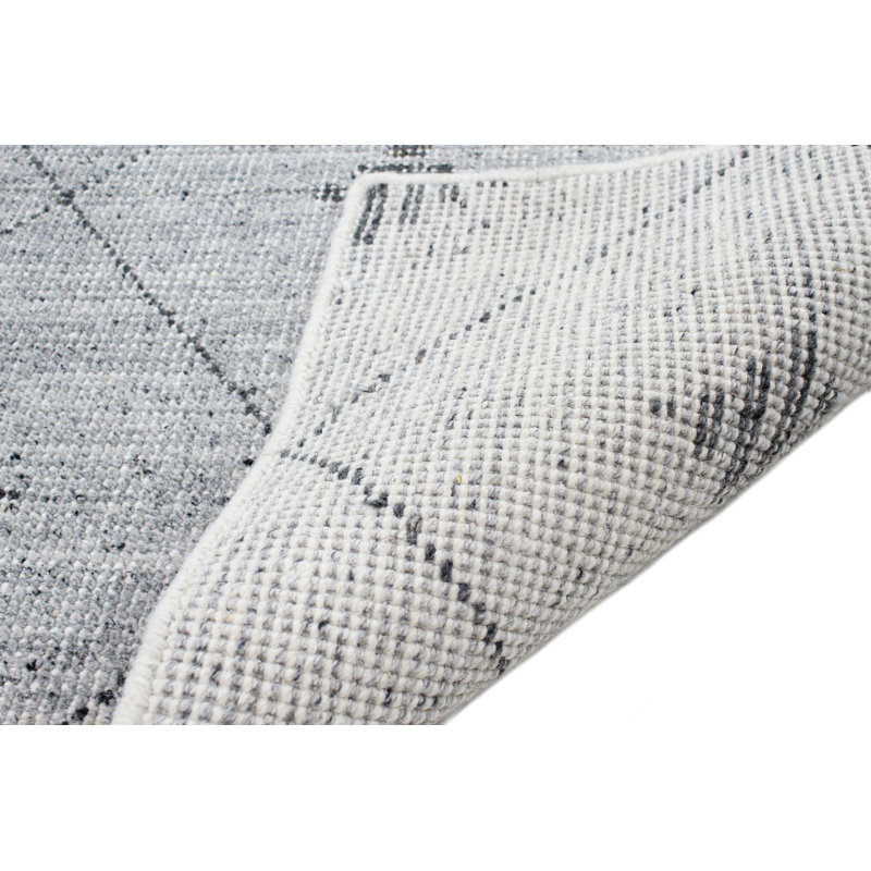 Rainie Geometric Handmade Hand-Loomed Wool Area Rug in Gray/Dark Gray, Rectangle 3'6" x 5'6"