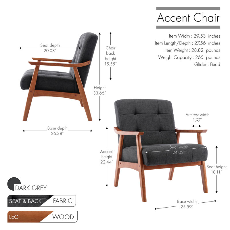 Upholstered Armchair, 	Dark Grey