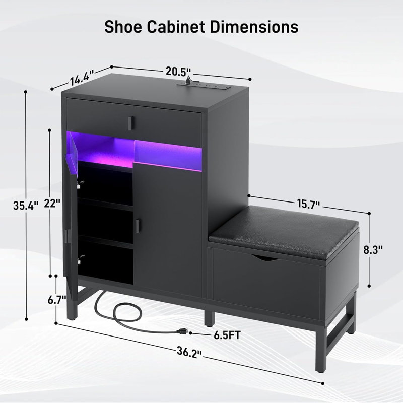 12 Pair Shoe Storage Cabinet, Black