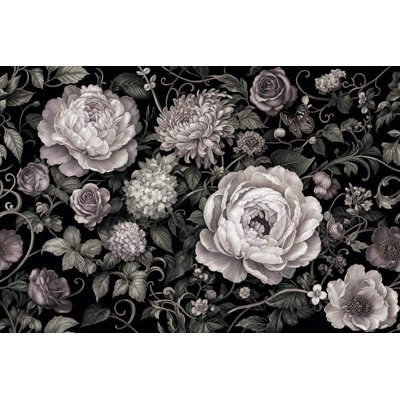 Papier peint floral foncé Moody Botanical