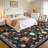 9x12 Area Rugs for Living Room Non Slip Farmhouse Floral Print Accent Carpet Non Shedding Low Pile Ultra Soft Flower Indoor Floor Carpet for Girls Room, Bedroom, Nursery, Black-372276029