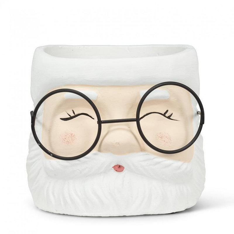 Grand pot de fleurs avec lunettes