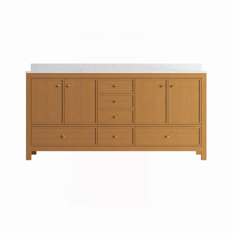Armoire de meuble-lavabo double 72 po, chêne brun, Chêne brun, 72"