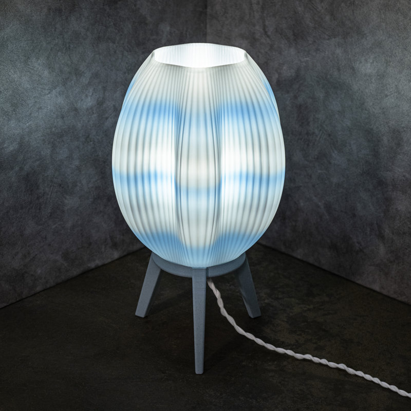 Lampe de table DEL Wavy, Bleu, Bleu / blanc