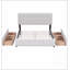 Lit plateforme tapissier avec tête de lit classique et 4 tiroirs, aucun sommier nécessaire, tissu en lin-1036745930