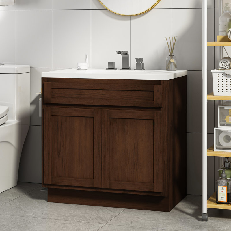 White Shaker Style 36" Engineered Wood Vanity Cabinet
