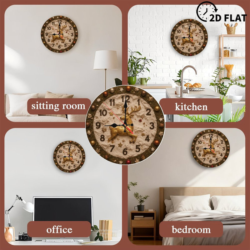 Horloge de Noël-Face-Avec-Cerf