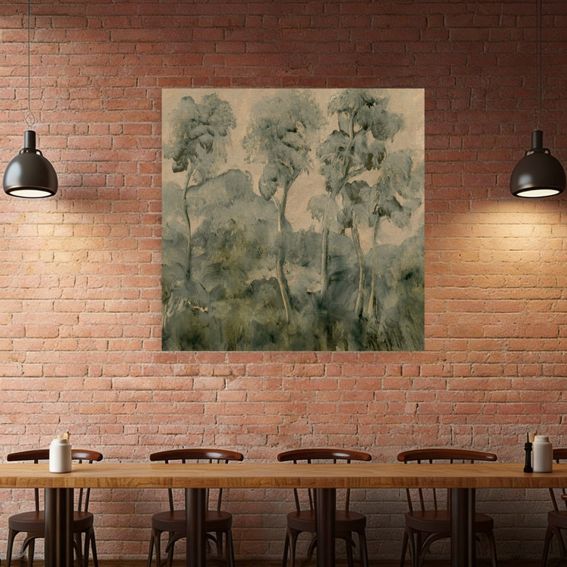 Art mural, paysage de forêt paisible, 48" H x 48" W