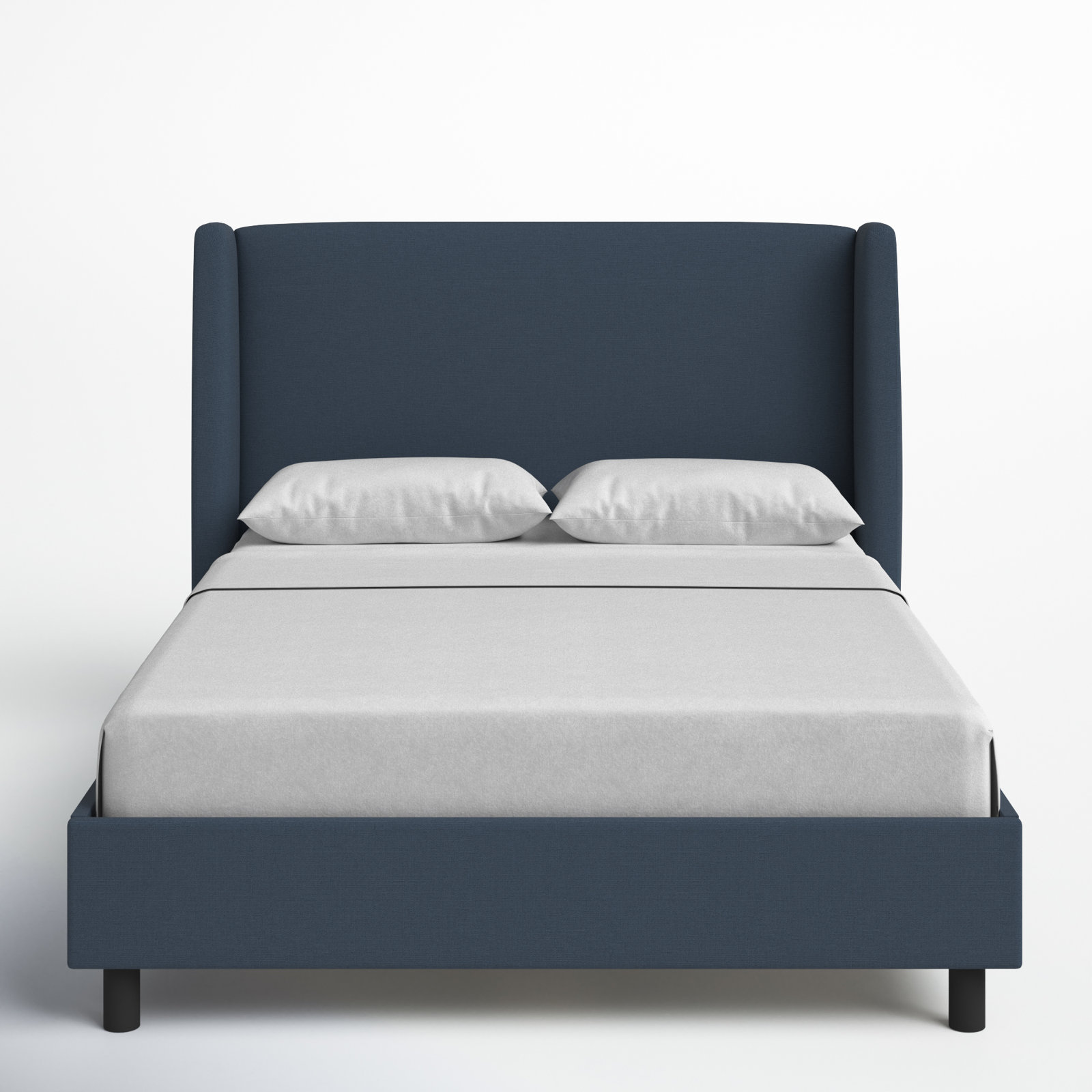 Tilly Linen Upholstered Wingback Bed, Twin, Classic Navy Linen