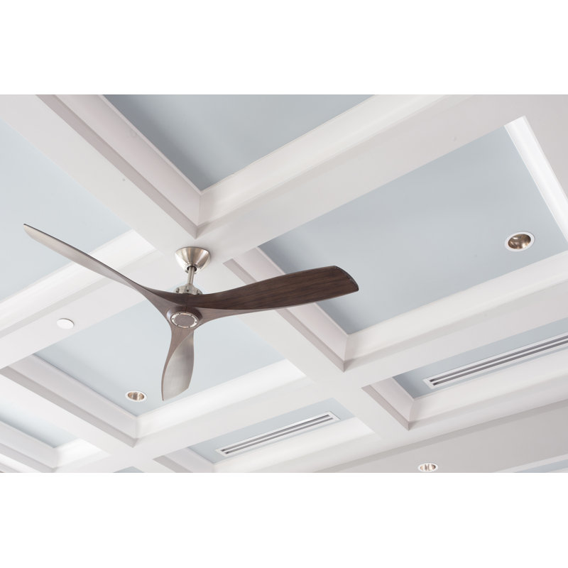 60" Aviation 3 - Blade LED Standard Ceiling Fan with Remote Control and Light Kit Included, Brushed Nickel with Brown Blades