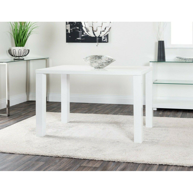 Scottsmoor Modern White Dining Table With 4 Luxury Faux Leather Dining Chairs, Cappuccino, 75cm H x 120cm W x 70cm D