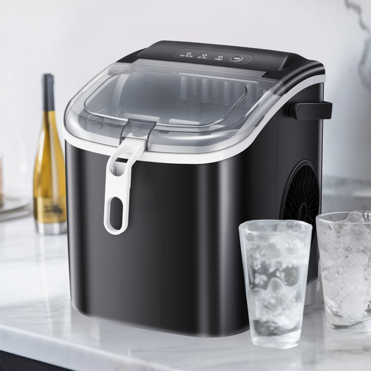 Antarctic Star Countertop Ice Maker Portable Ice Machine, Basket Handle,Self-Cleaning Ice Makers, 26Lbs/24H, 9 Ice Cubes Ready In 6 Mins, S/L Ice, For Home Kitchen Bar Party (Red)