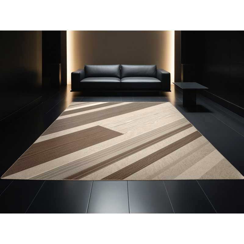 Tapis beige en bois rustique lavable à la machine Arverne, 4x6