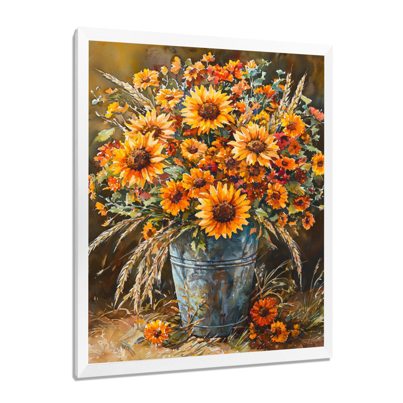 Lusk - décoration murale florale, H 32 po x l 16 po, Reproduction encadrée d'une seule photo, Blanc